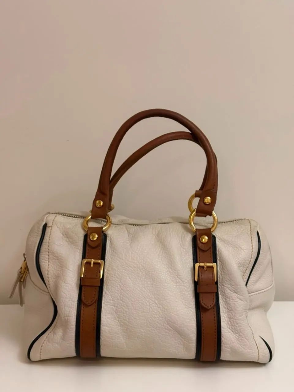 Bolsa Baú Corello em Couro Legítimo Off-White - Foto 2