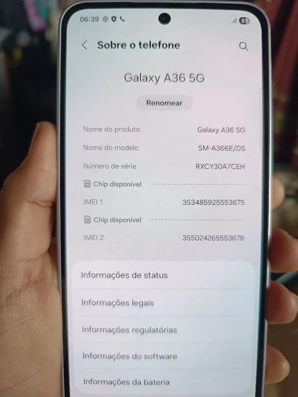 Galaxy A36 5g totalmente perfeito com 3 capinhas 