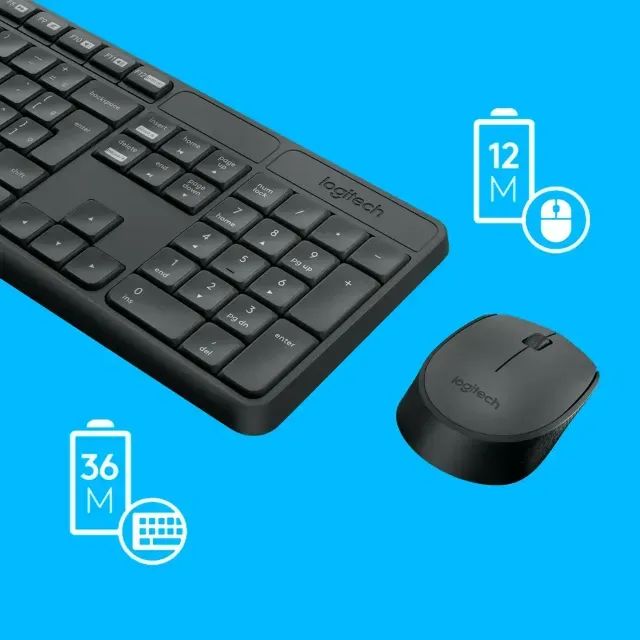 Logitech MK235 teclado grafite e mouse preto - Foto 2