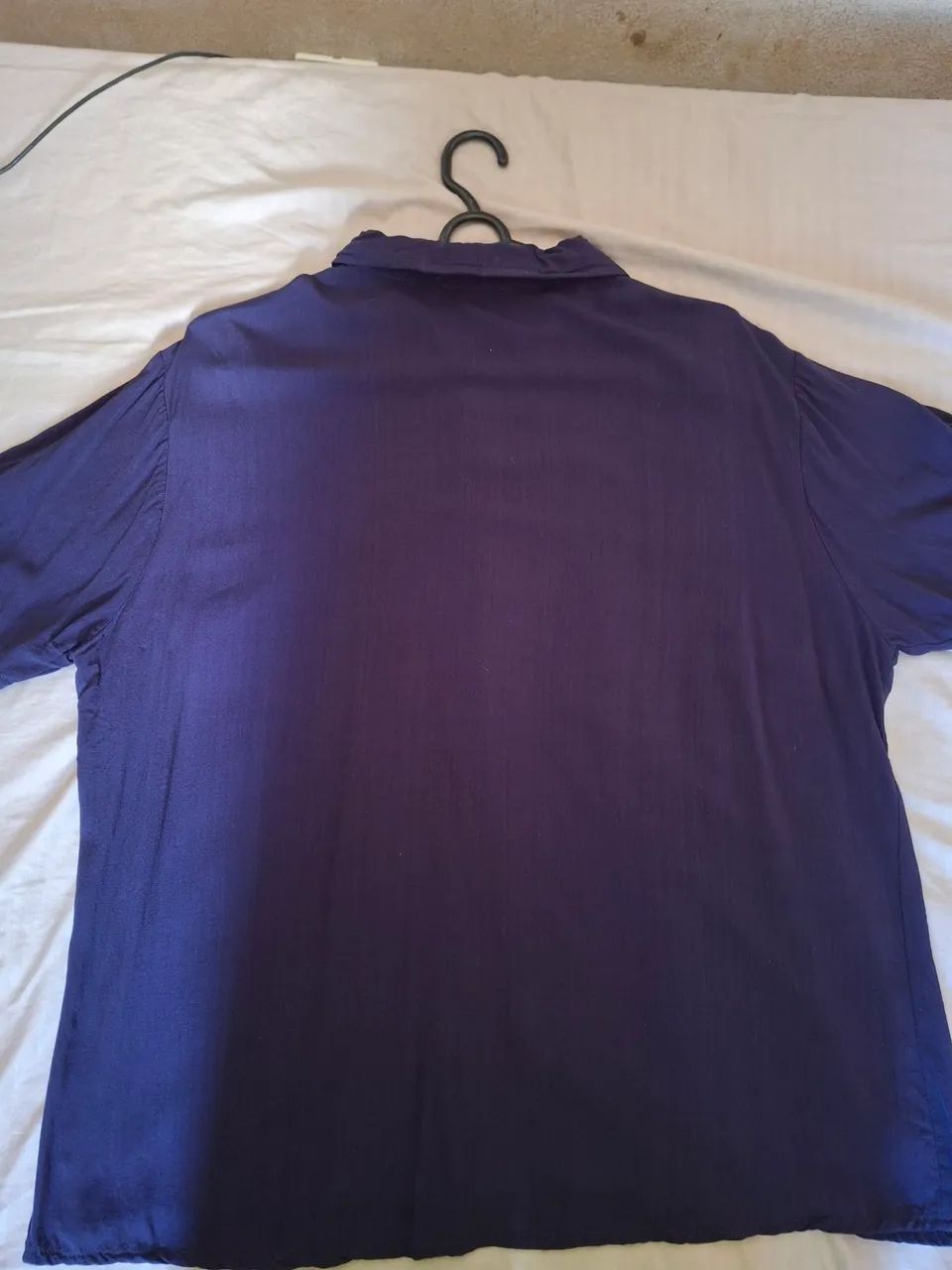 Camisa de linho masculina azul marinho - Foto 5