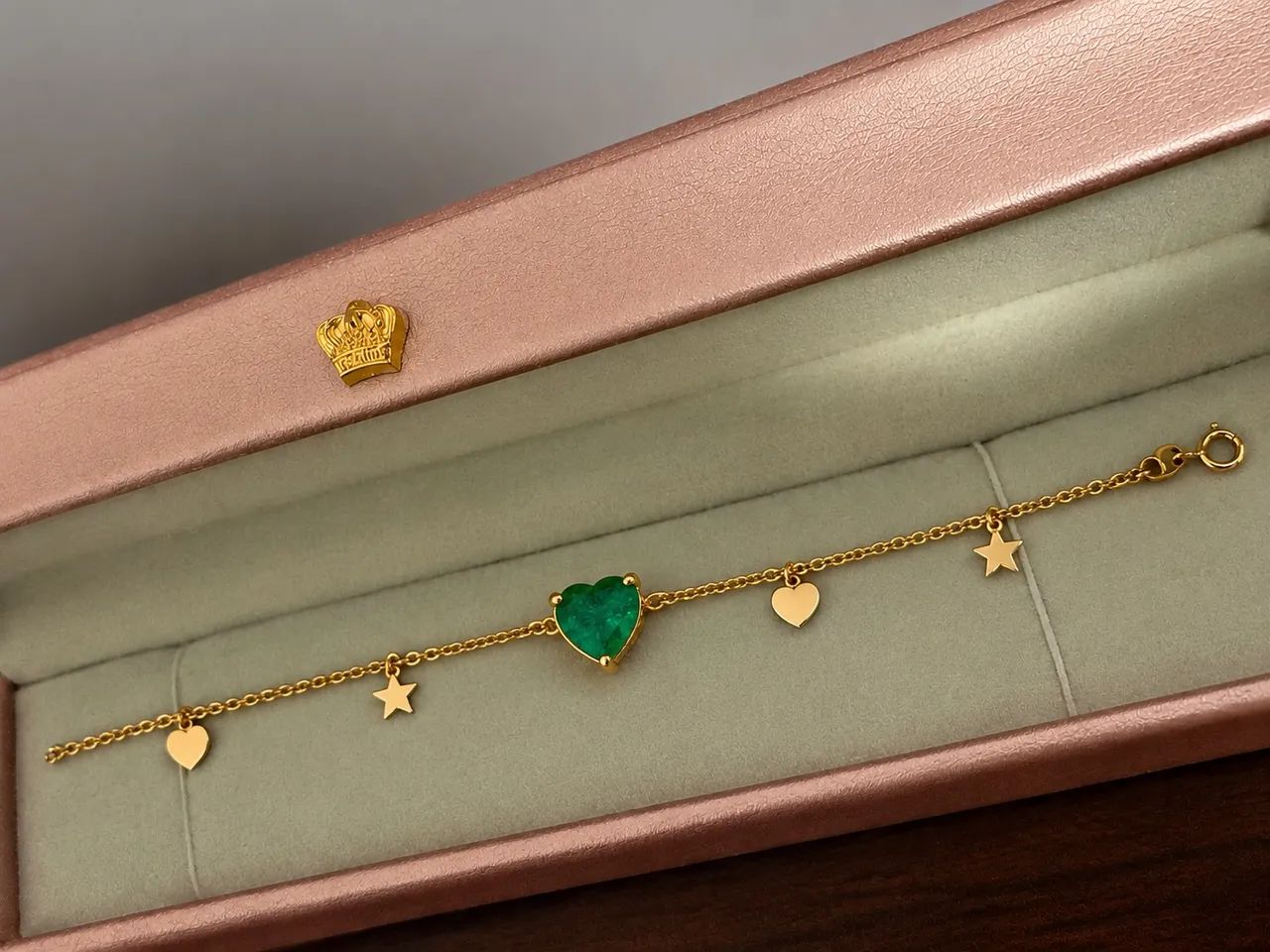Pulseira ouro 18k com esmeralda 