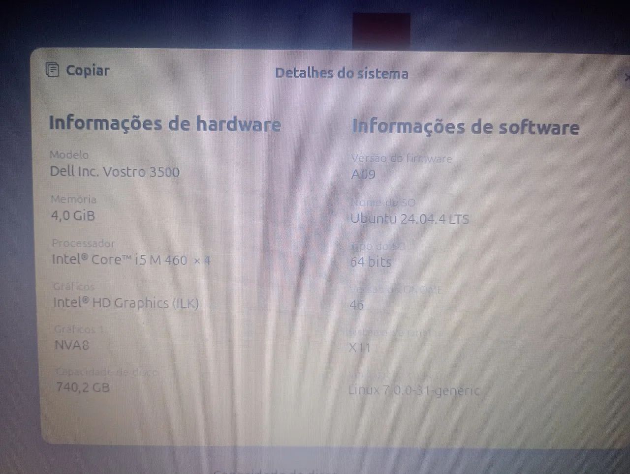 Note book Dell vostro 3500