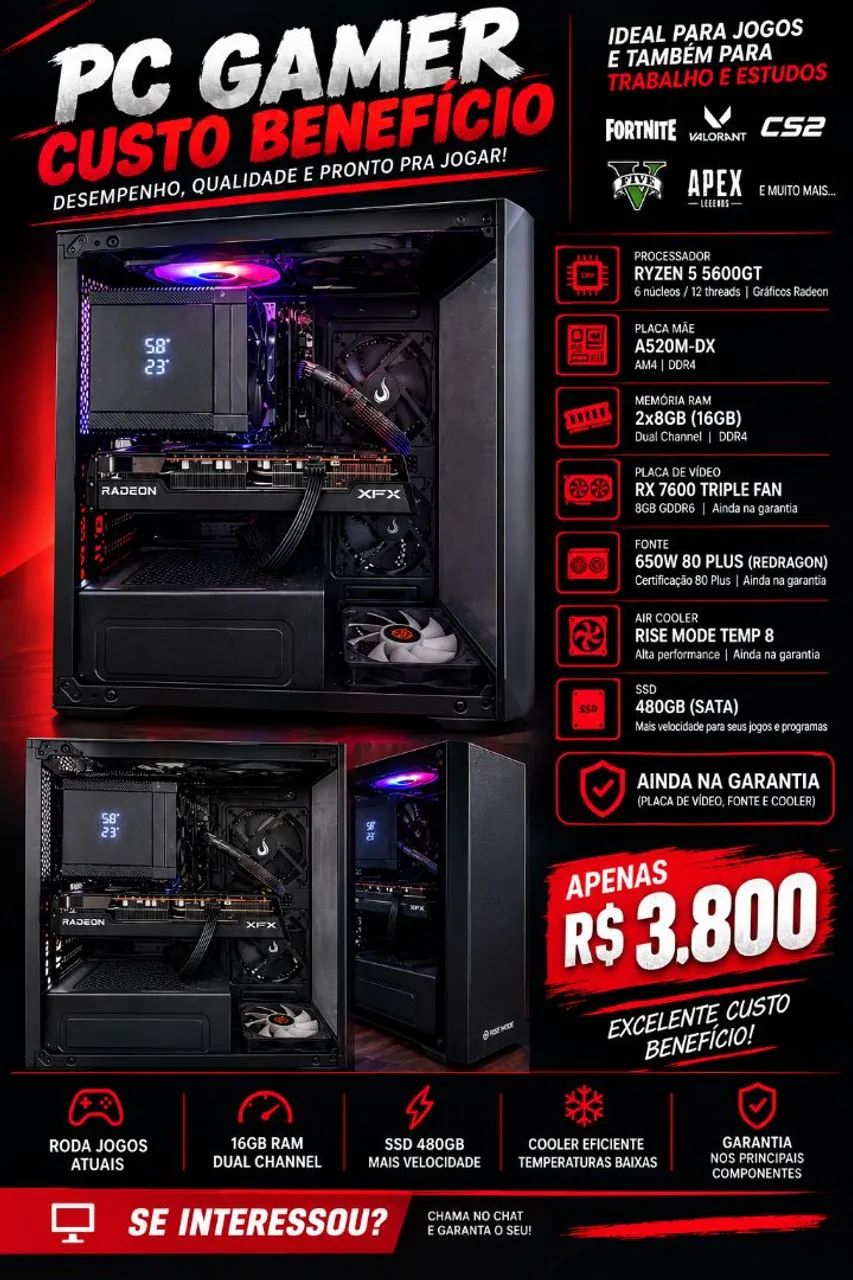 Pc gamer custo benefício 