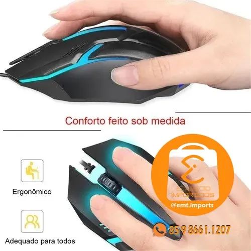 Mouse Gamer Com Led RGB 1200DPI Lehmox LEY-206 - Foto 3