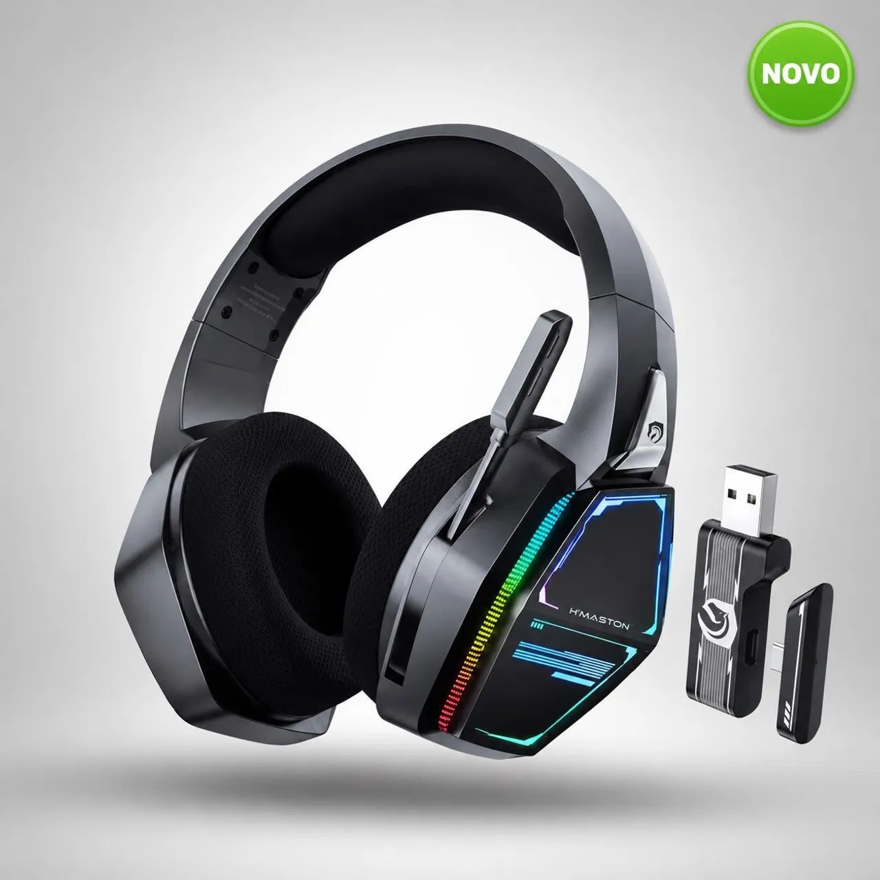 Headset Gamer Sem Fio H?Maston SNS13 RGB USB e USB-C com Microfone