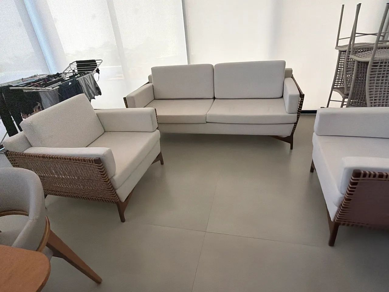 Sofá de varanda com corda náutica 