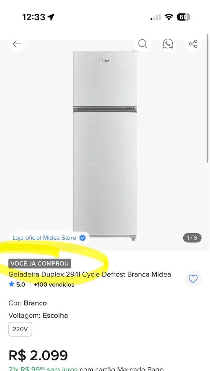 Geladeira Duplex 294l Cycle Defrost Branca Midea - Foto 4