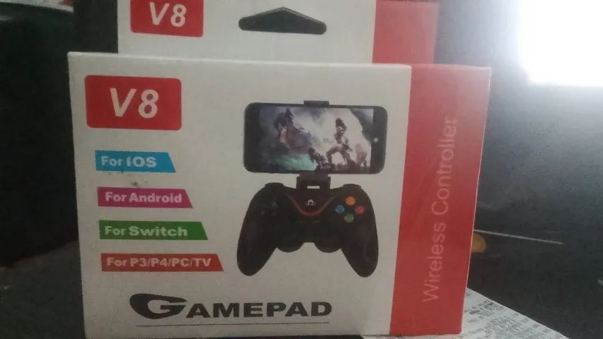 Controle Joystick V8 Android Celular Pc Gamepad Sem Fio Cor Preto