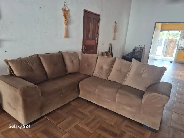 Sofá Retratil em L na Cor Bege - Em Ótimo Estado  - Foto 3