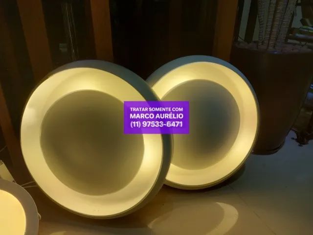 2x Luminárias Plafon Eclipse Luz Indireta 41 CM Diâmetro + 6 Lâmpadas - R$ 400 o Par - Foto 3