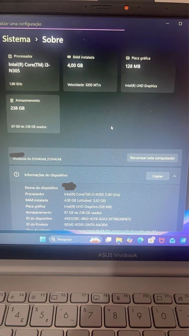 Notebook ASUS Vivobook Go 15 Intel Core i3 | 256GB SSD | 4GB RAM - Foto 4