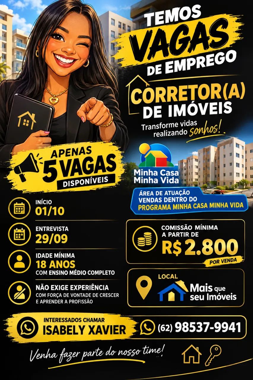 ? VAGAS ABERTAS - CORRETOR SE IMÓVEIS ?