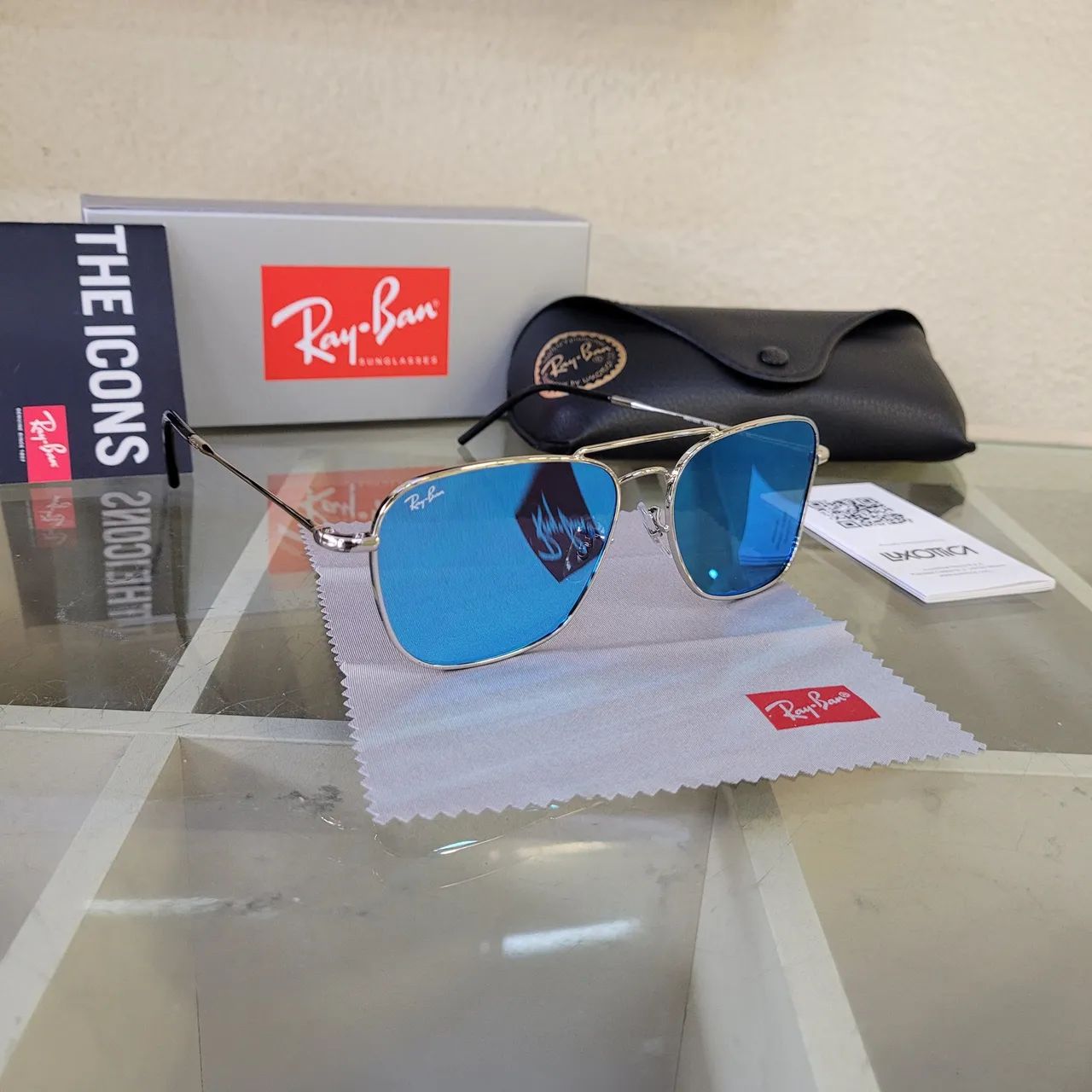 Ray ban carvan reverse azul espelhado com prata rb0102s - Foto 2