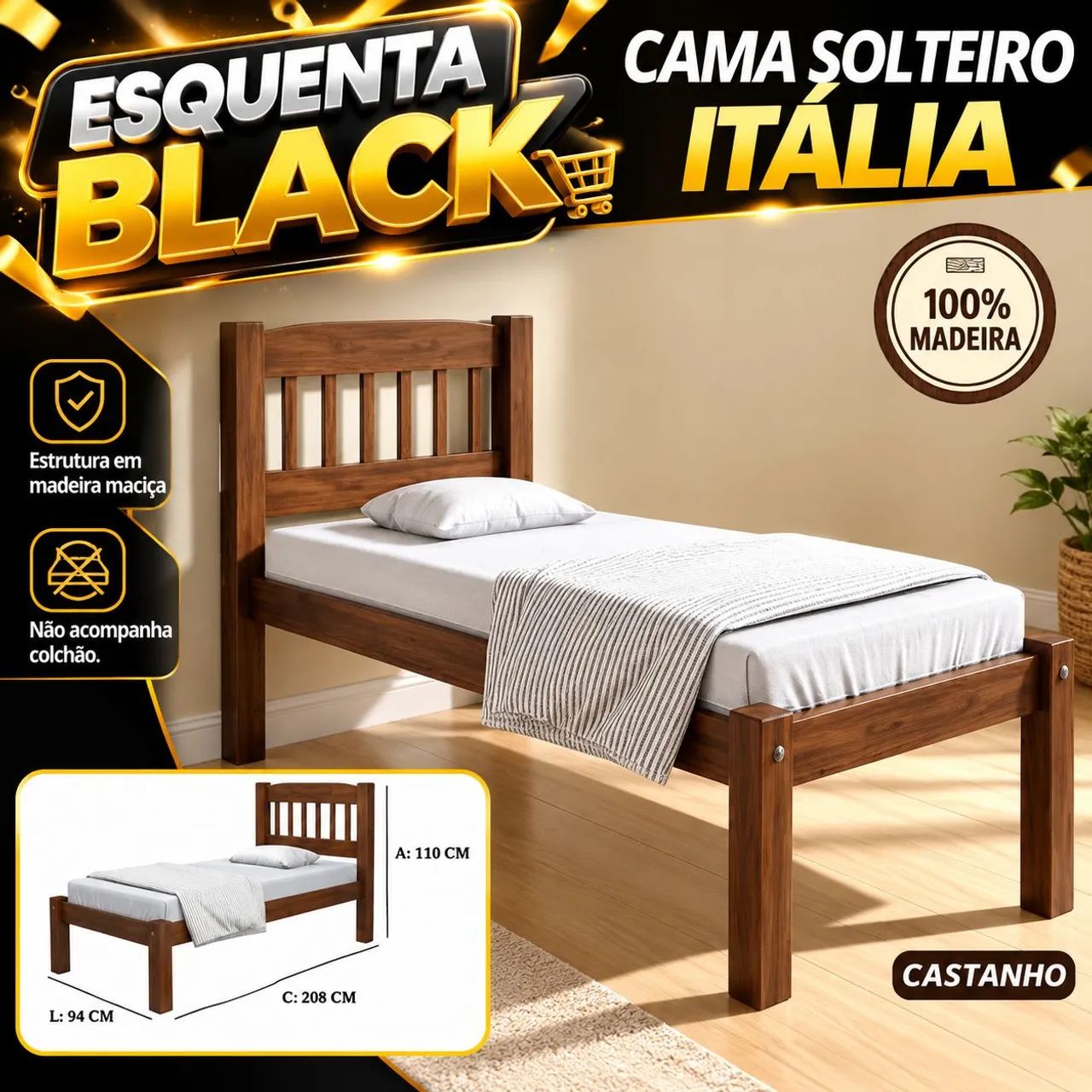 CAMA SOLTEIRO ITALIA 0,90