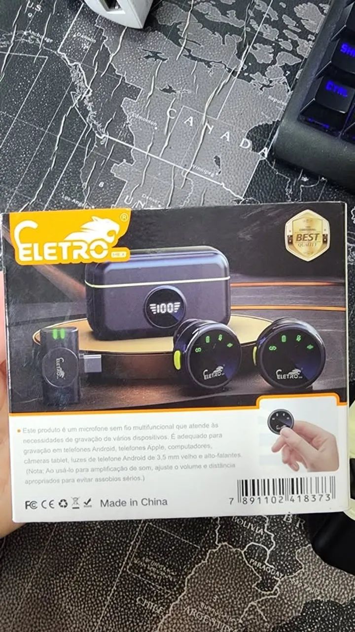 Microfone de Lapela Sem Fio Eletro Mex EL-1837 Duplo - USB-C - Usado 1x - Foto 4