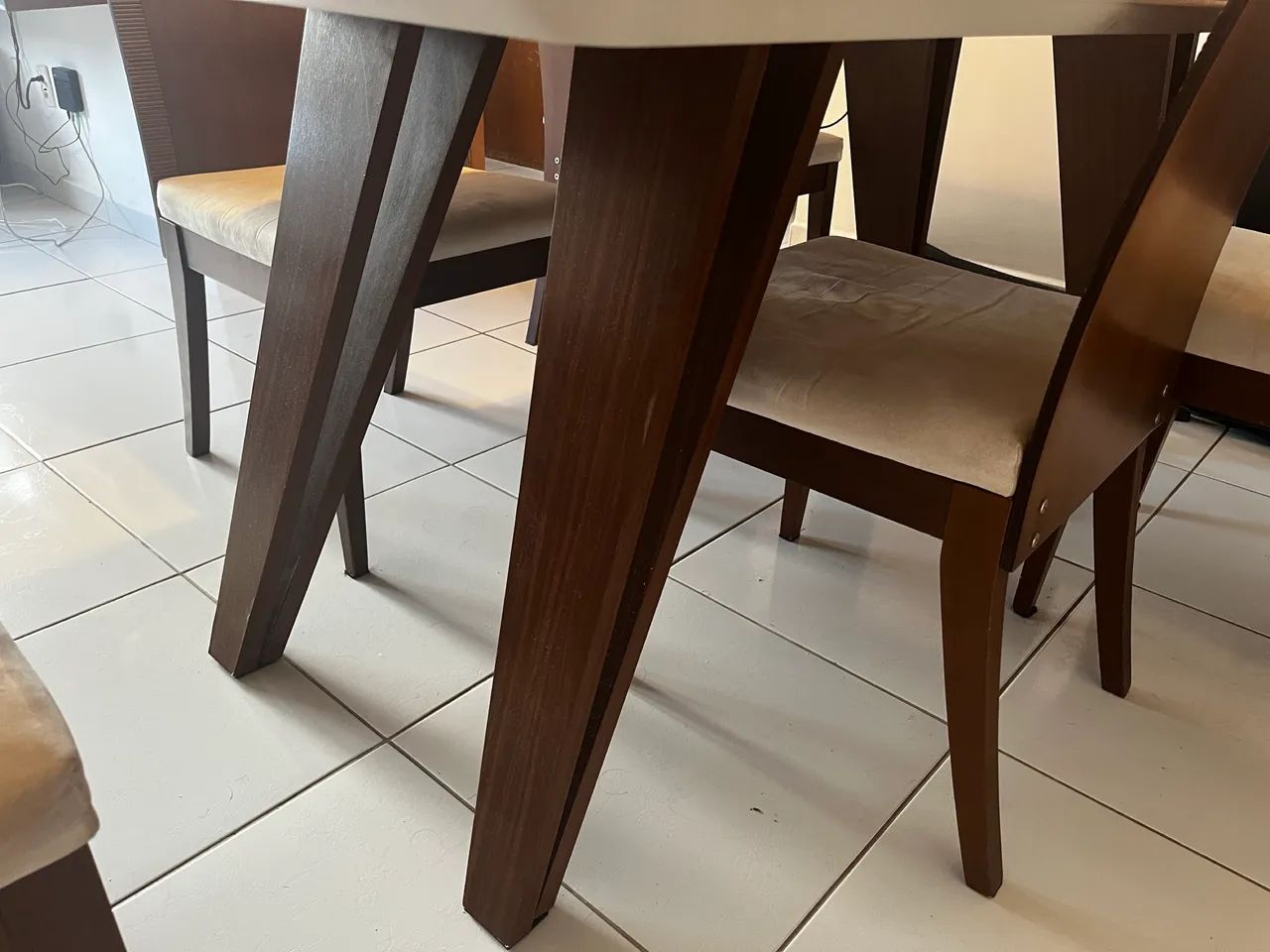 Mesa de Jantar 6 Lugares com Tampo de Vidro Laqueado Off-White - Foto 4