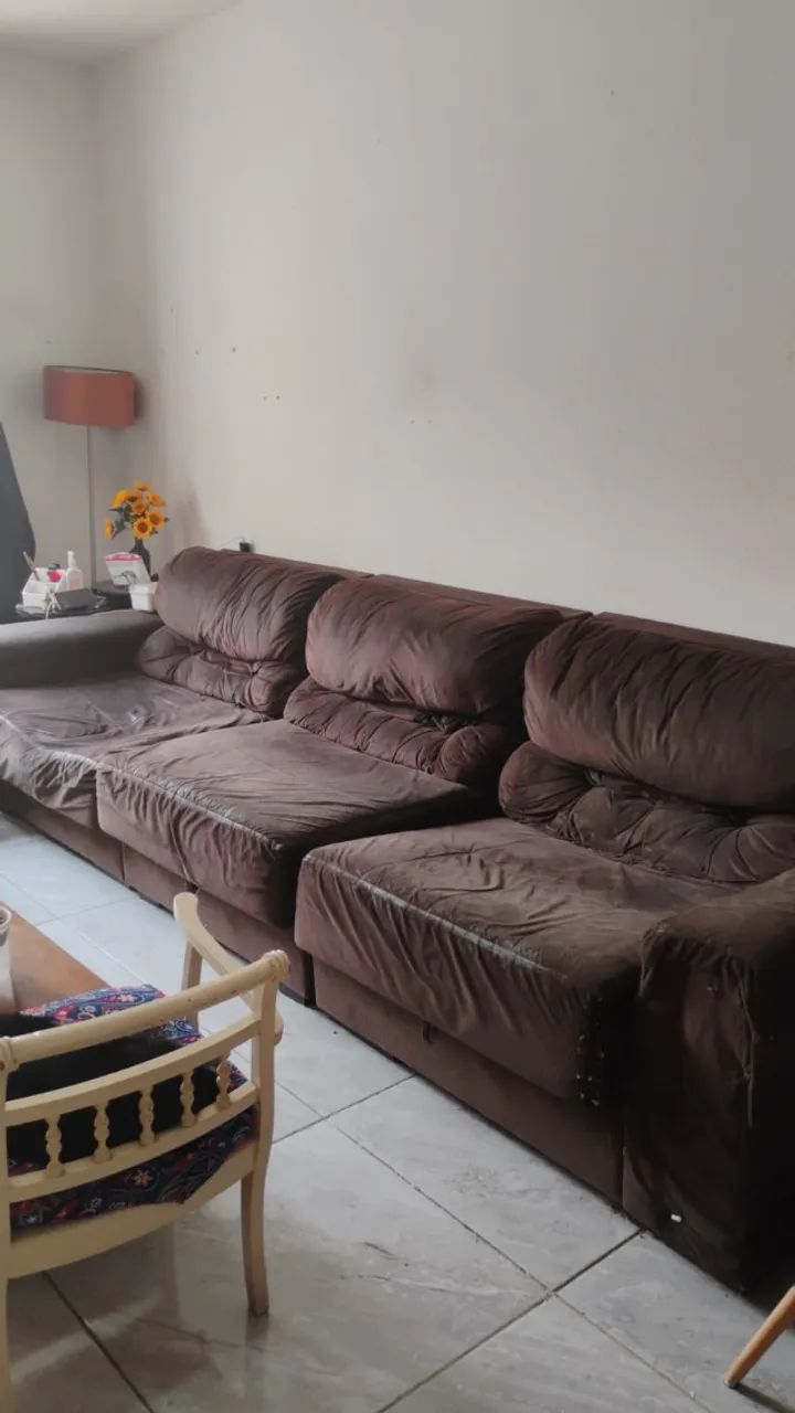 Sofá articulado 3 lugares com 3,20m em Suede marrom