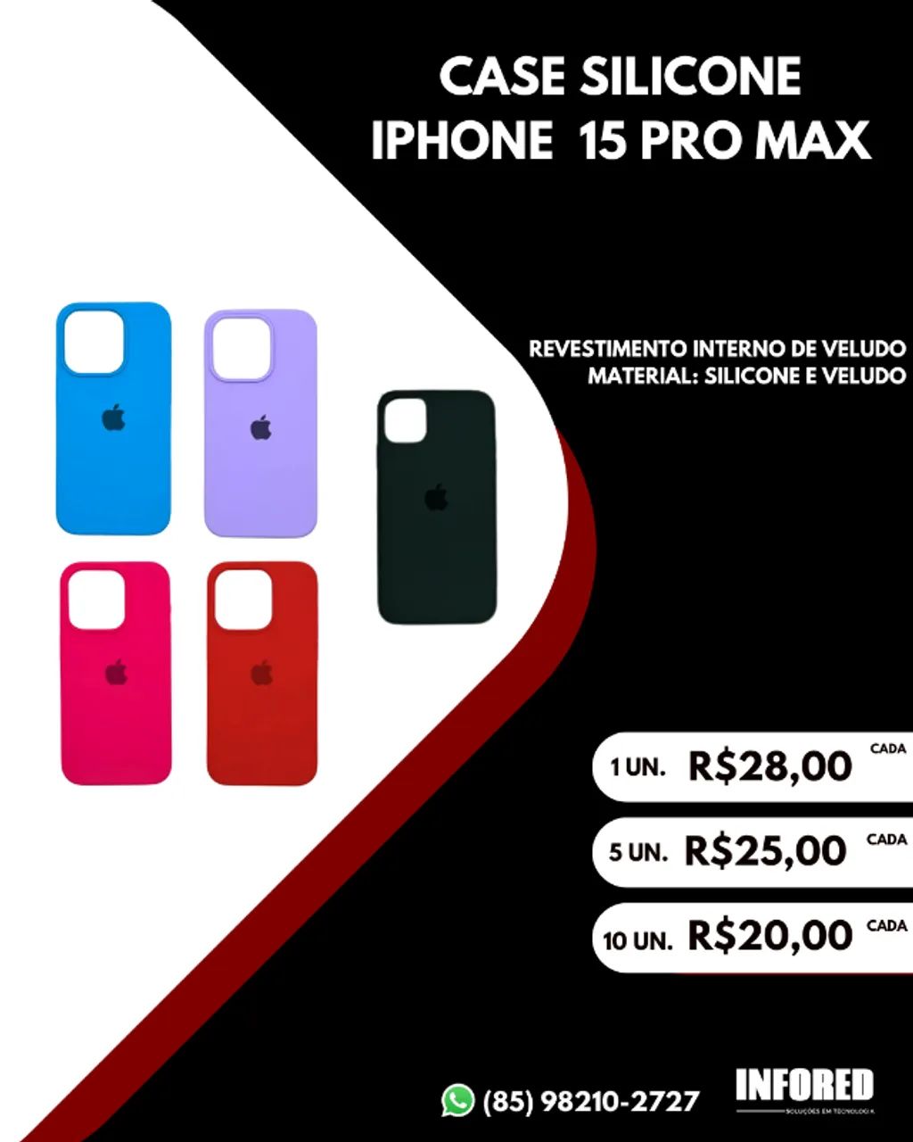Case silicone para iPhone 15 Pro Max