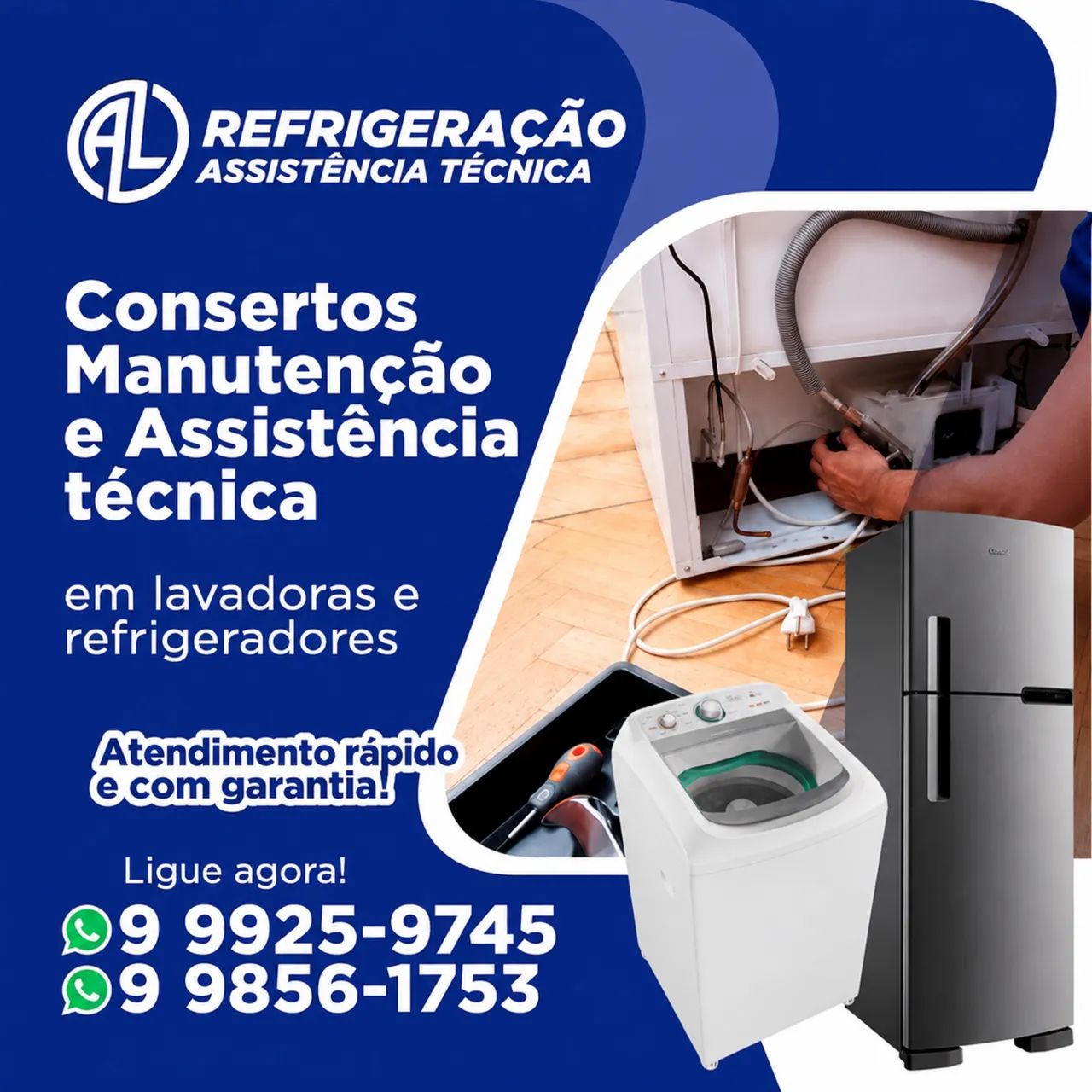 Conserto de geladeiras e máquinas de lavar. 