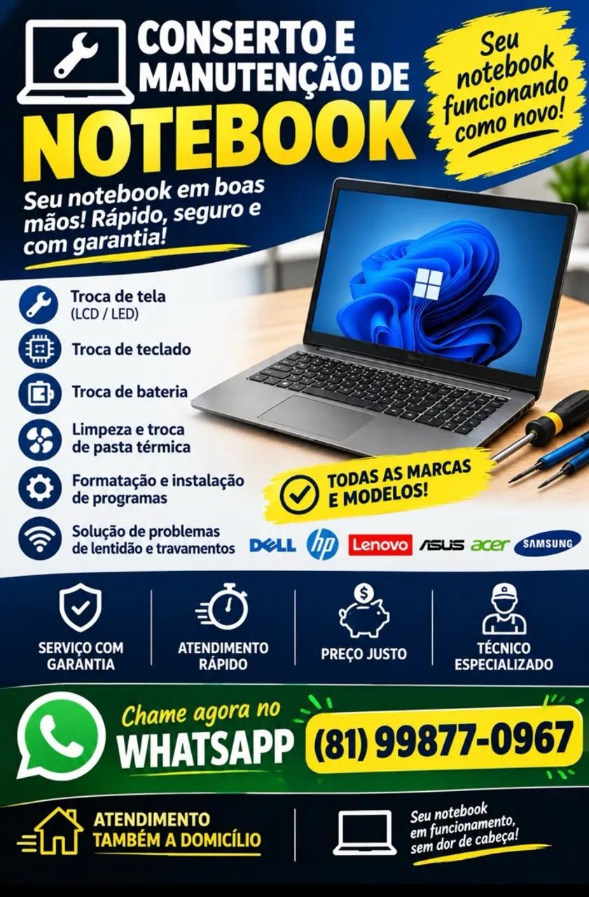 Conserto e manutenção de notebook 