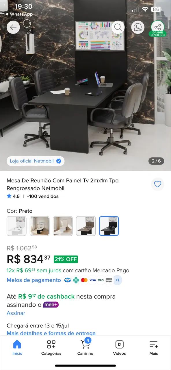 Mesa de reunião com painel de TV  - Foto 3