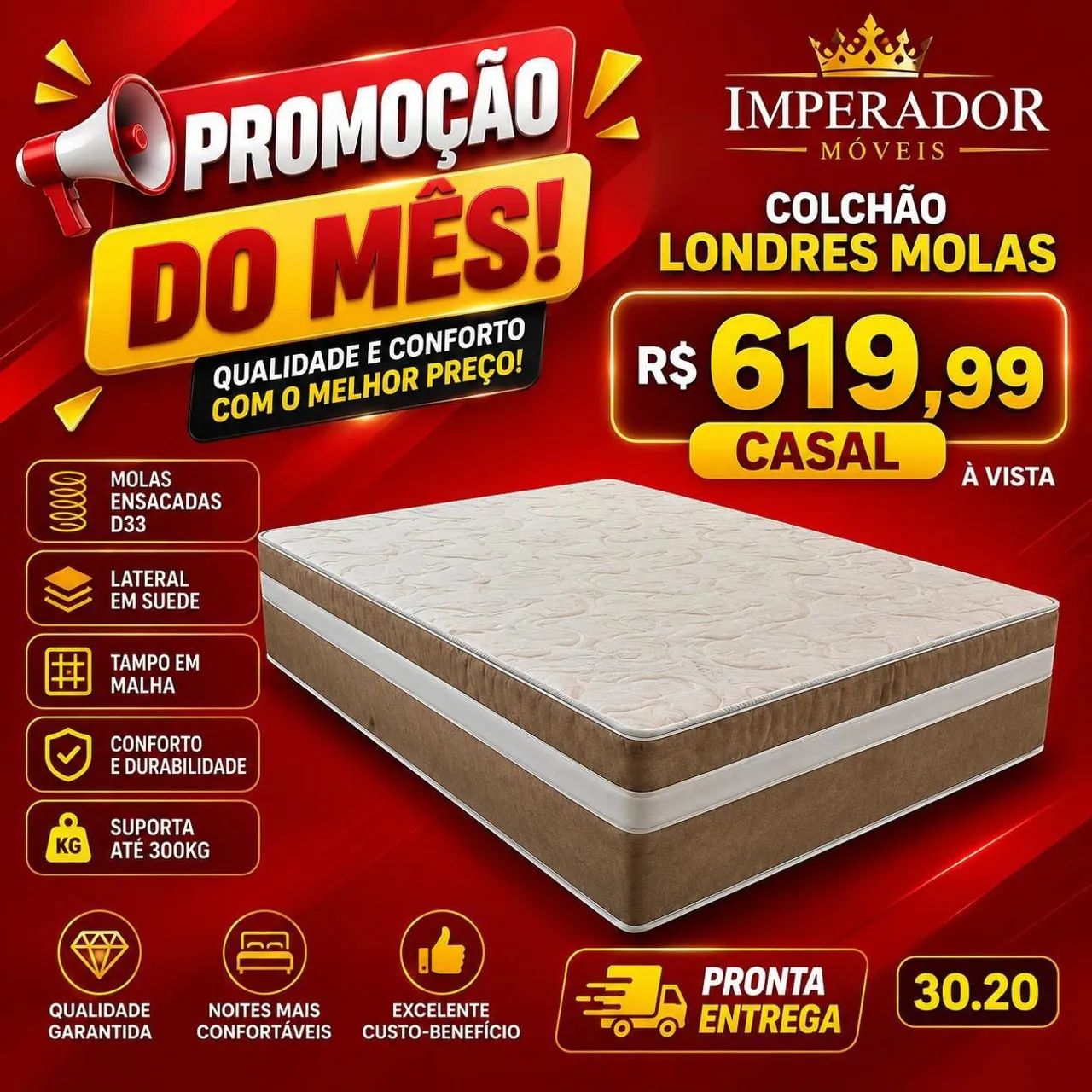 Colchão Casal Londres Molas 