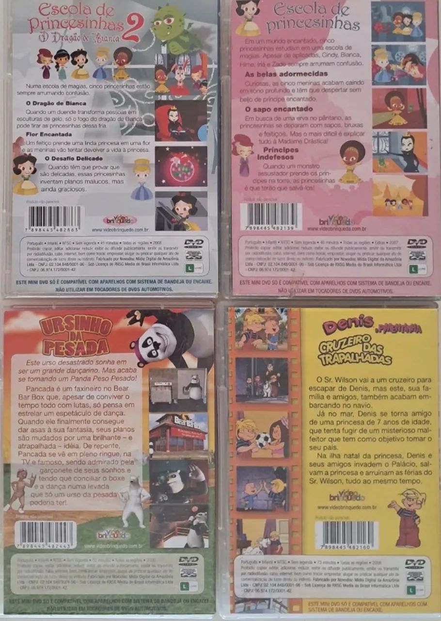 Mini DVD lote com 4 - Escola Princesinhas, Denis o Pimentinha, Ursinho da Pesada - Foto 2