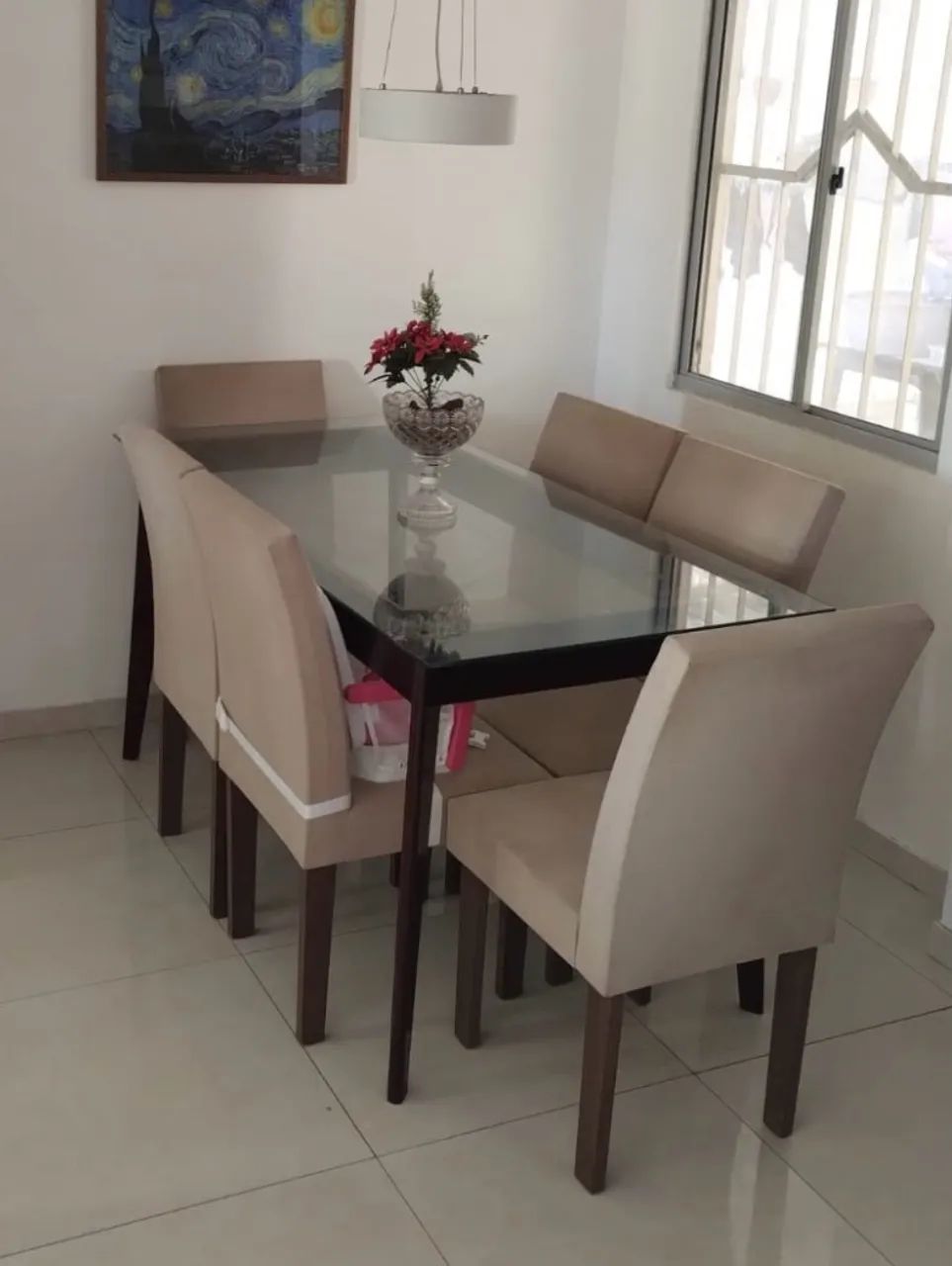 Mesa tampo de vidro