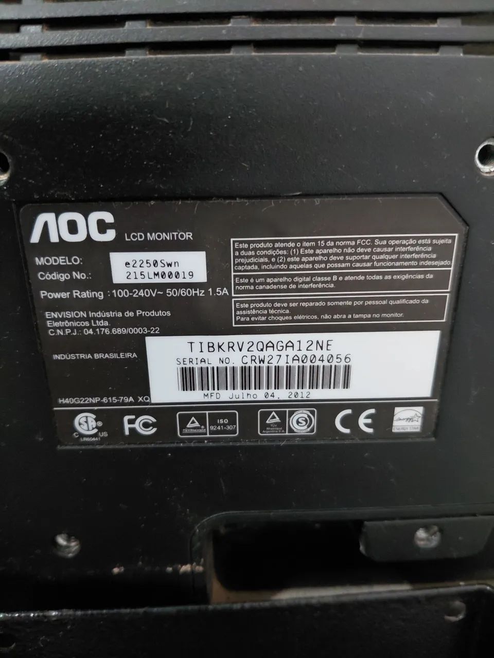 MONITOR AOC/DATEN 22 POLEGADAS  - Foto 3