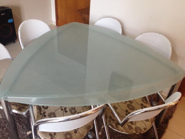 Mesa de Jantar Triangular Vidro 6 Cadeiras - Foto 3