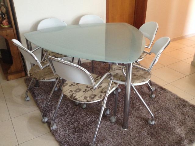 Mesa de Jantar Triangular Vidro 6 Cadeiras - Foto 2