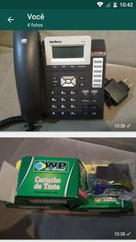 Telefone tip200 Intelbras e 4 cartuchos de cada