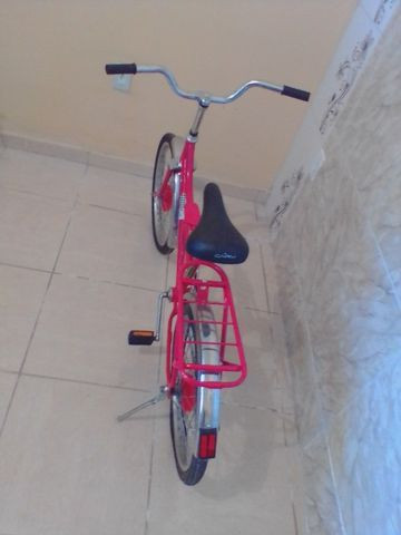 Bicicleta antiga monark barra circular aro 20 vermelha - Foto 5