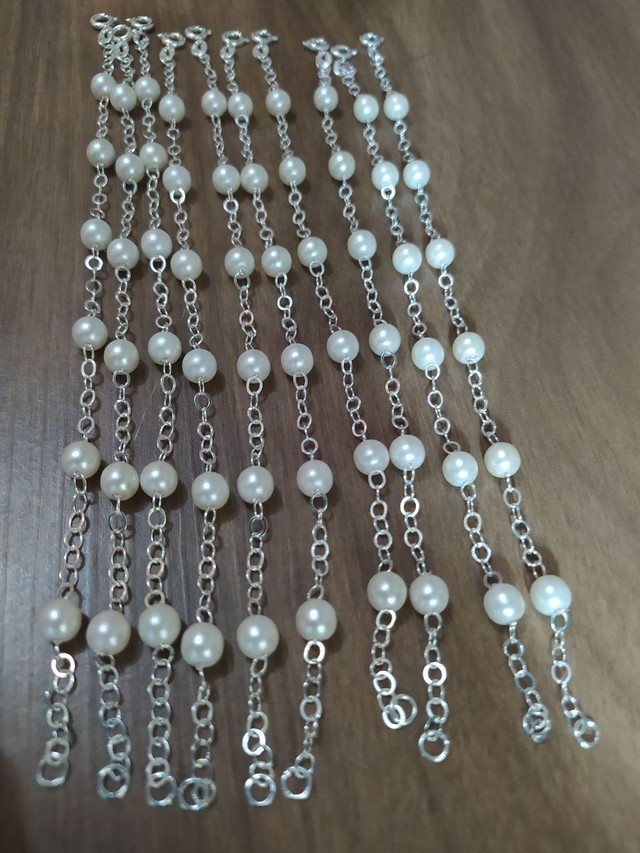 10 Pulseiras com pérola Banhada a Prata 925 - Foto 4