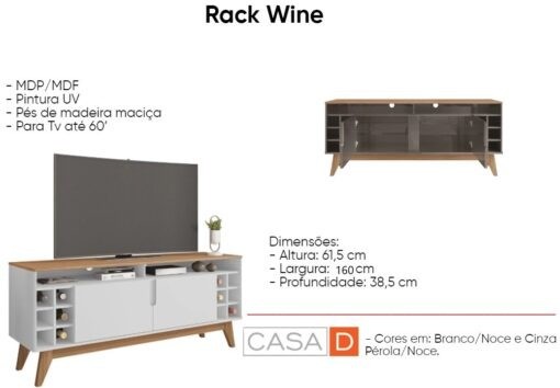 Rack TVs até 60 Polegadas 2 Portas Wine PR - Foto 4