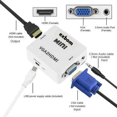 Mini conversor VGA para HDMI com conector adaptador de áudio - Foto 4