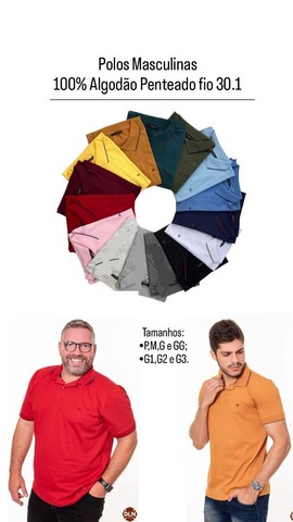 Polos Masculinas 100% Algodão 