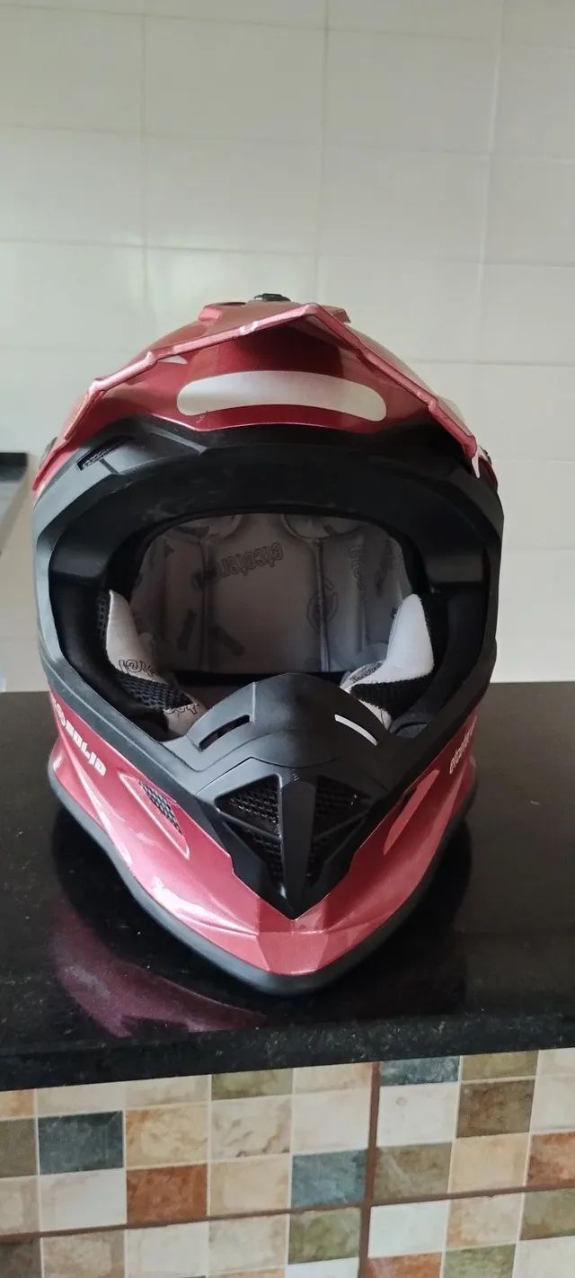 Capacete Motocross Etceter Solid - Rosa Bebê