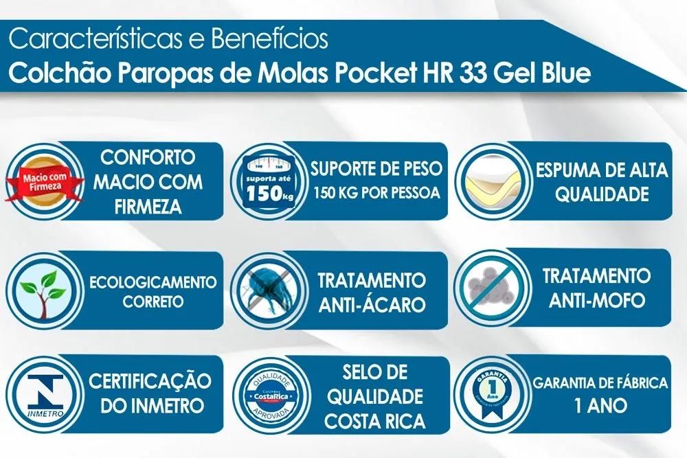 Colchão Queen Blue D33 - PAROPAS tt54 - Foto 3