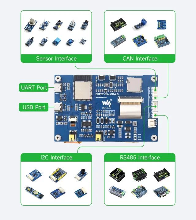 Placa de Desenvolvimento ESP32-S3 Touch Screen 4.3", Processador Dual-Core, Suporta WiFi - Foto 5