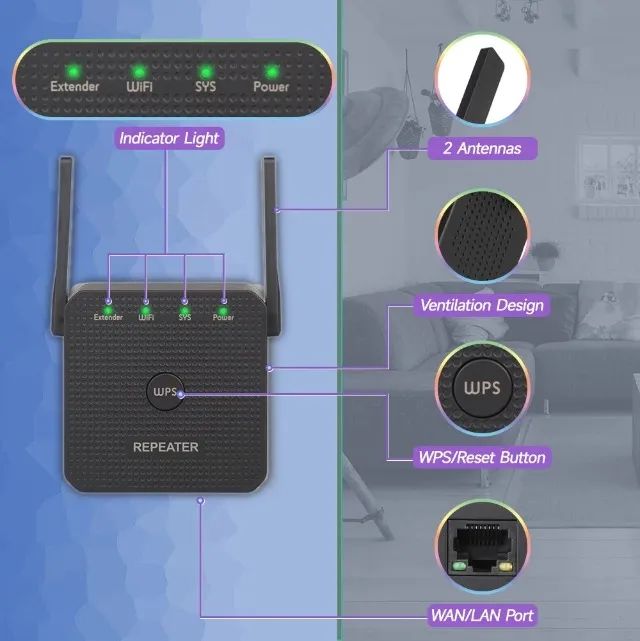 Repetidor WiFi sem fio ponto de acesso 2.4G extensor de sinal de longo alcanceCOD-AP180    - Foto 3
