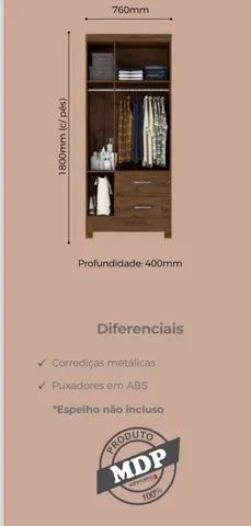 Guarda roupa 3 portas com espelho  - Foto 3