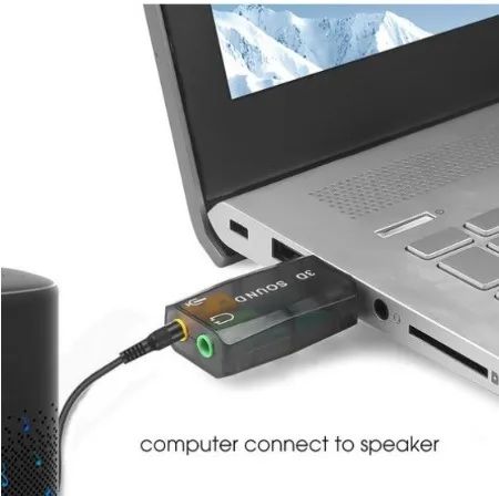 Adaptador de Áudio Placa de Som 3D 5.1 USB Microfone, Headset, Notebook, PC - Testado - Foto 5