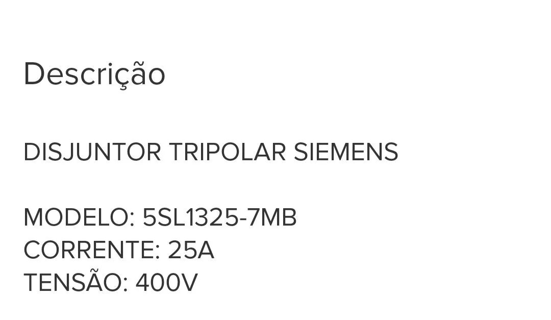 Oferta, Disjuntor Tripolar Siemens 25A - Foto 4