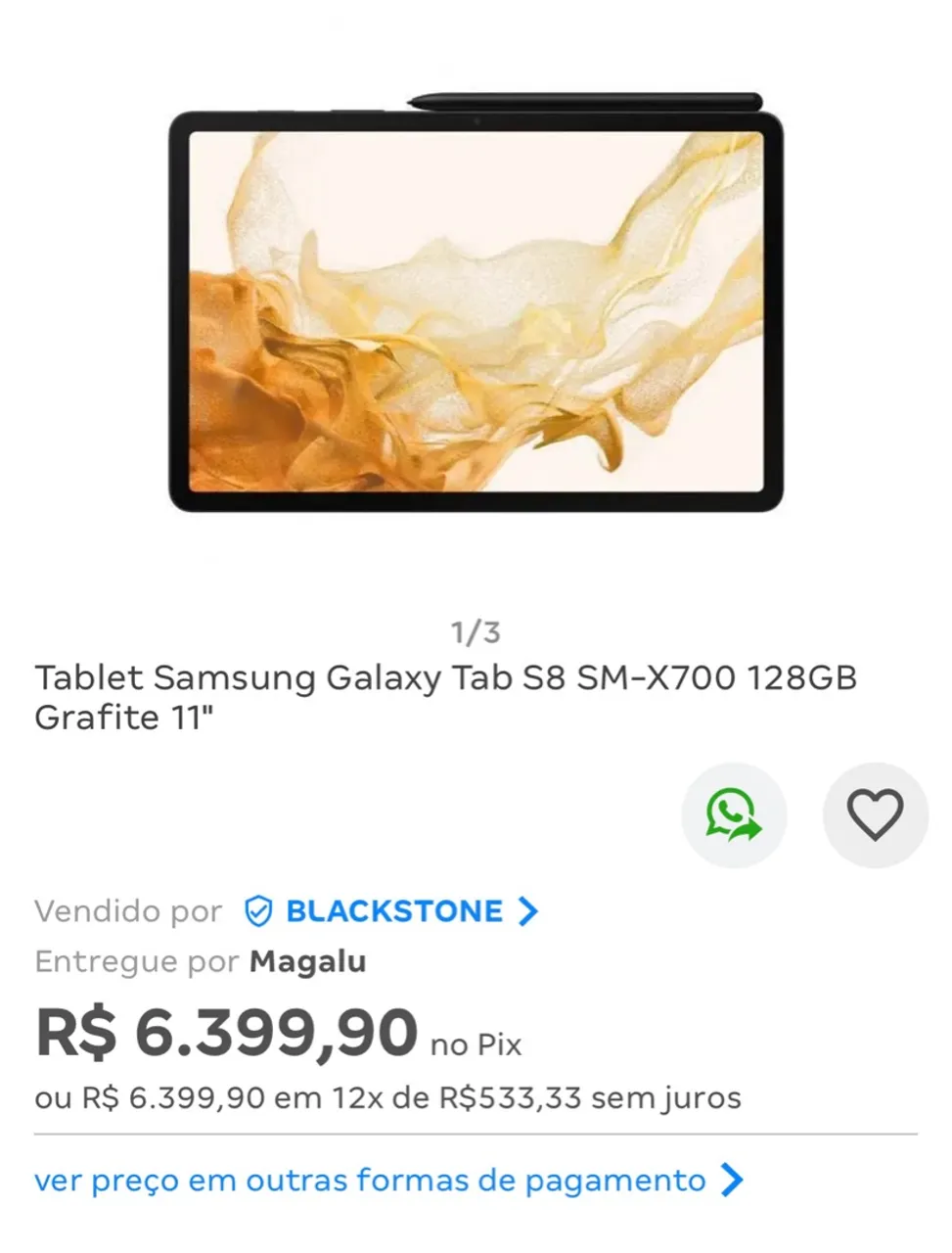 Tablet Samsung Galaxy Tab S8 256 Grafite - USADO