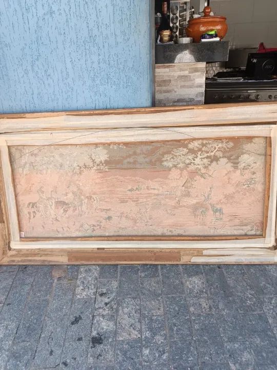 Quadro Moldurado Tapeçaria Francesa Gobelin Vilarejo - Foto 2
