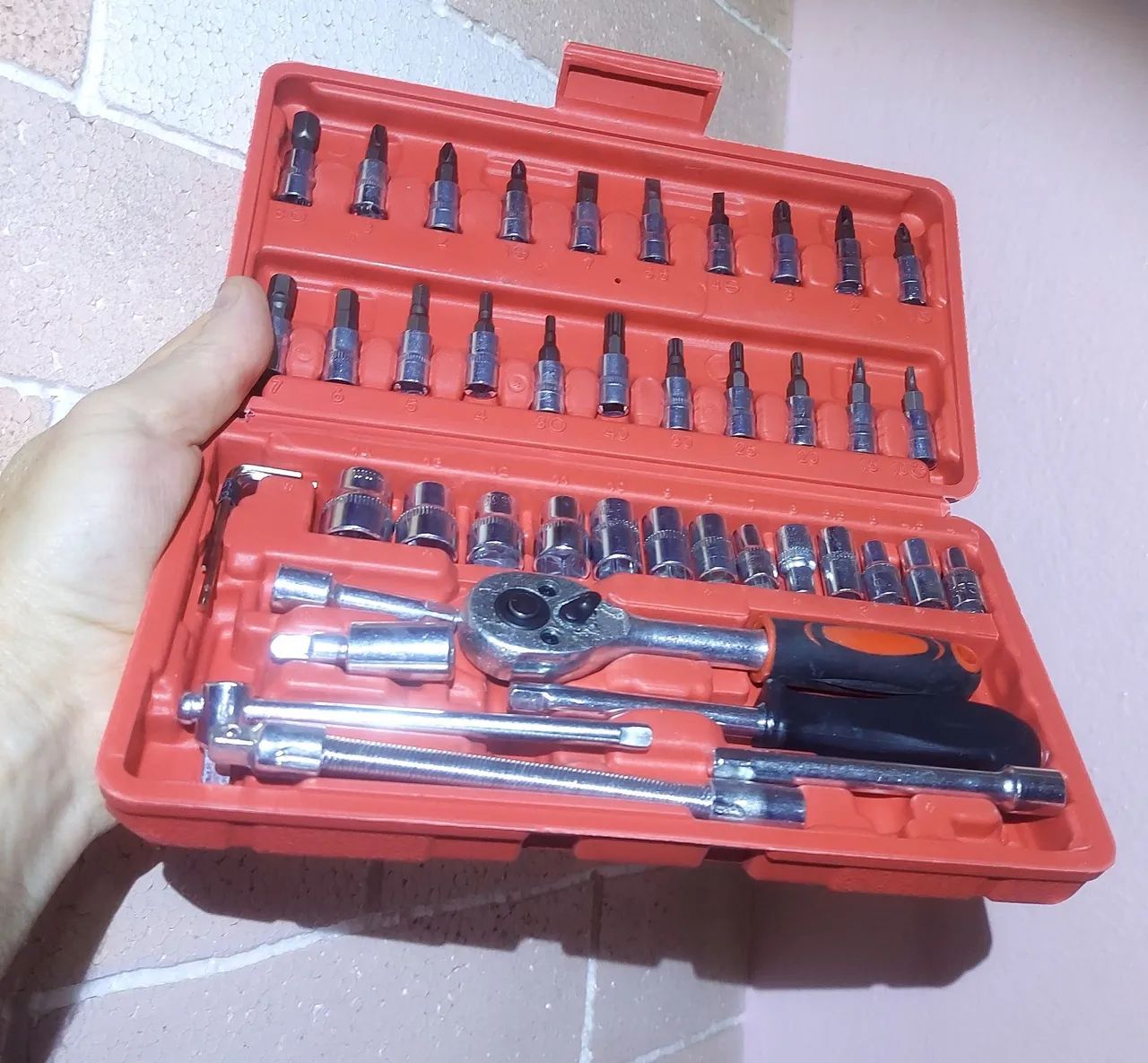 Chave Soquete com Catraca Hobby + Allen 46 Peças + Maleta - Foto 4