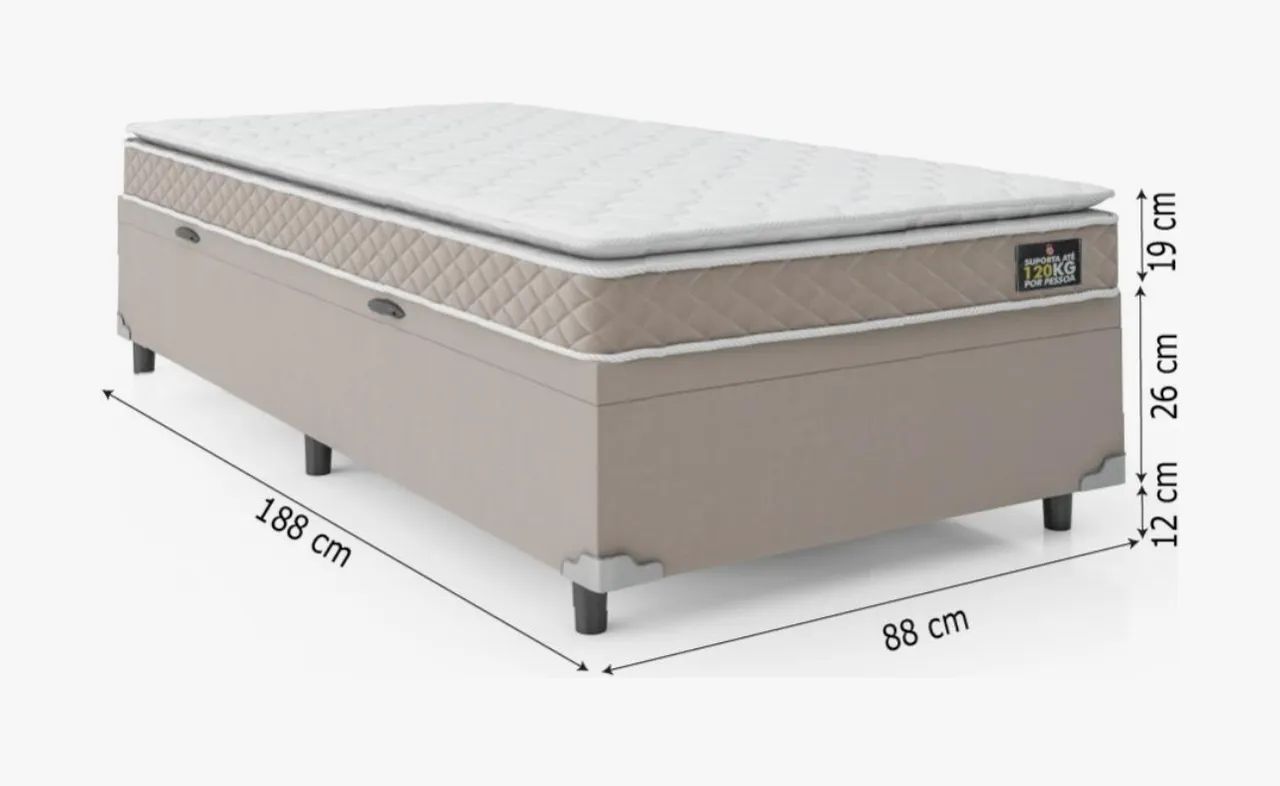 Cama bege Solteiro 188cm x 88cm branco - Foto 3
