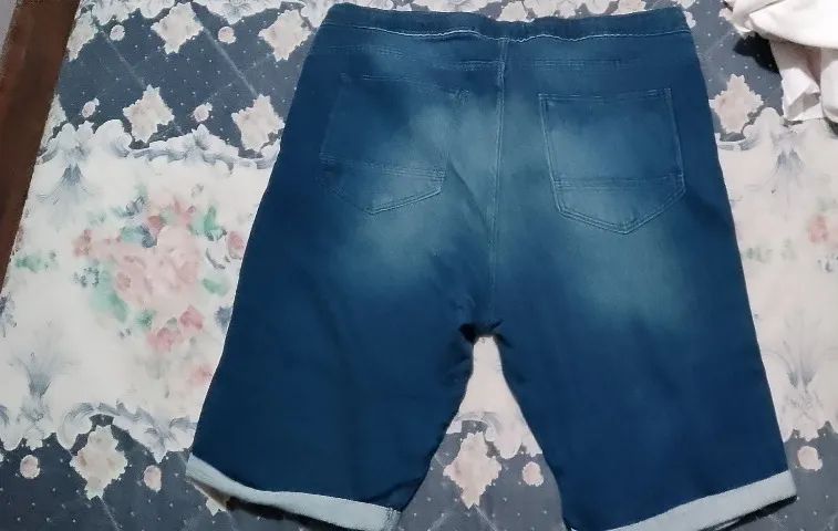 IBRECHÓ - BERMUDA EM JEANS COM AMARRAÇÃO - SEMI NOVA - TAMANHO 48 - Foto 2