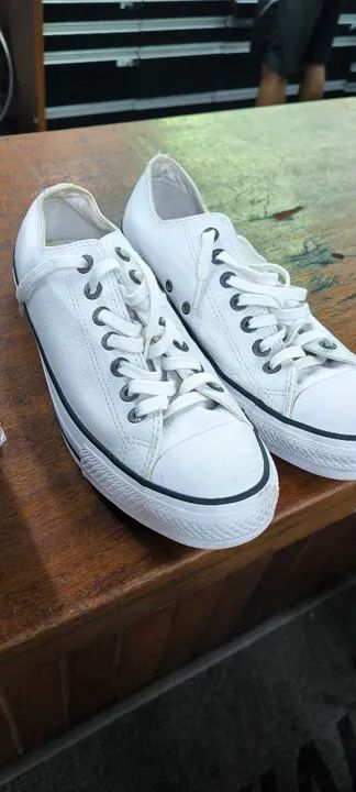 Converse All Star - Branco Couro - Foto 4